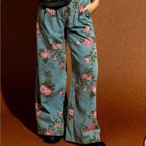 90s Throwback Floral Wide Leg Denim Dressed in LALA